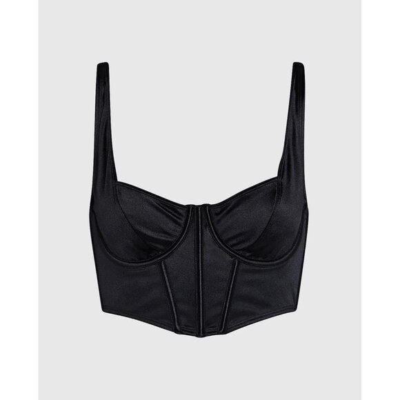 NEW La Senza Unlined Bra Top All Black Sexy Corset Bustier Sexy All Sz XS-XL - Picture 1 of 16